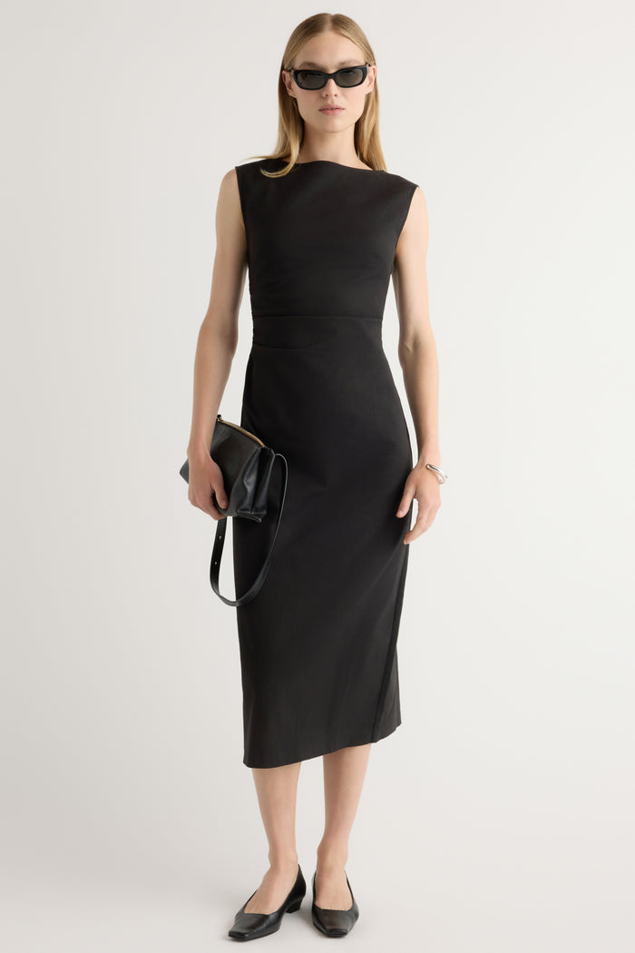 Jess | Inari Cotton Twill Boat-Neck Dress in Size Small