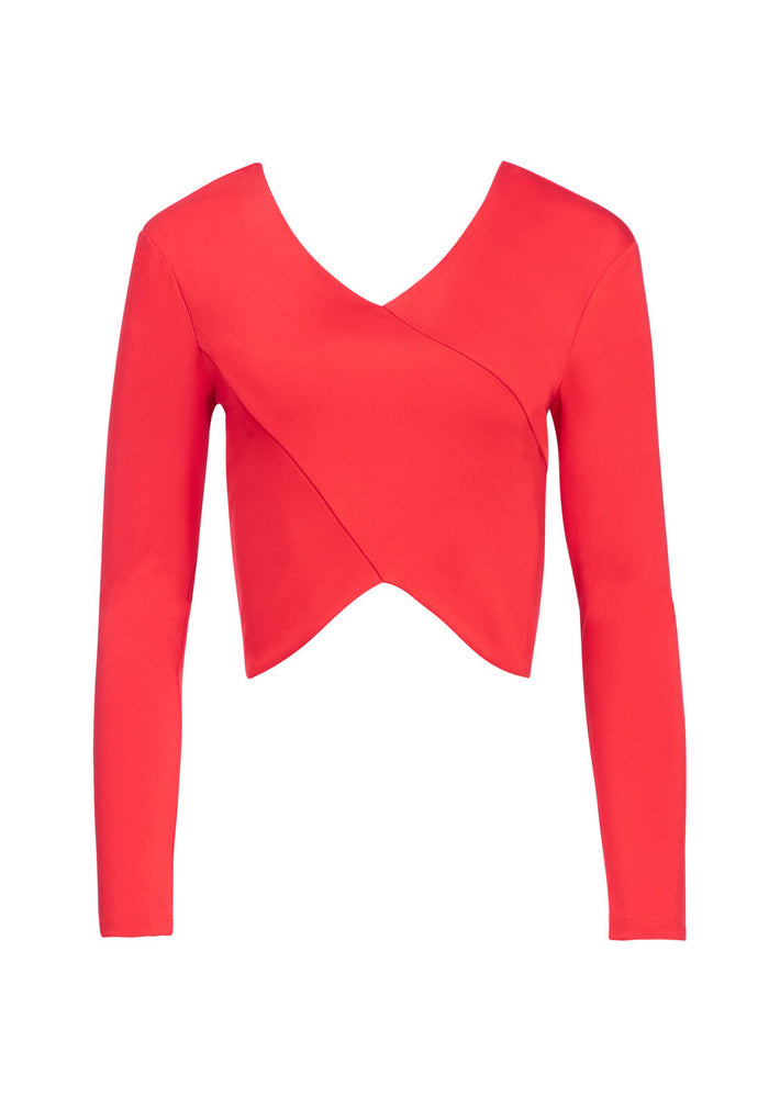 INES DEEP V CROP TOP - CHERRY