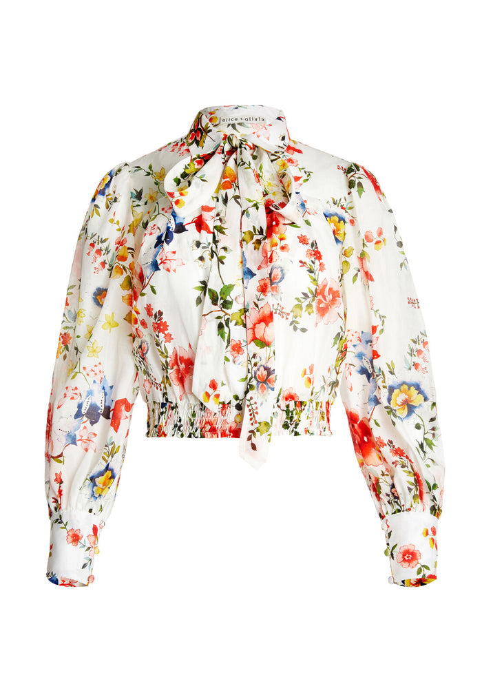 ISSA TIE FRNT BTN DOWN - FLORAL SOIREE-SOFT WHITE