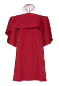 JADA CAPED DRESS - BRIGHT BORDEAUX