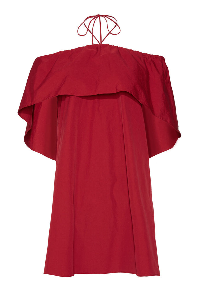 JADA CAPED DRESS - BRIGHT BORDEAUX