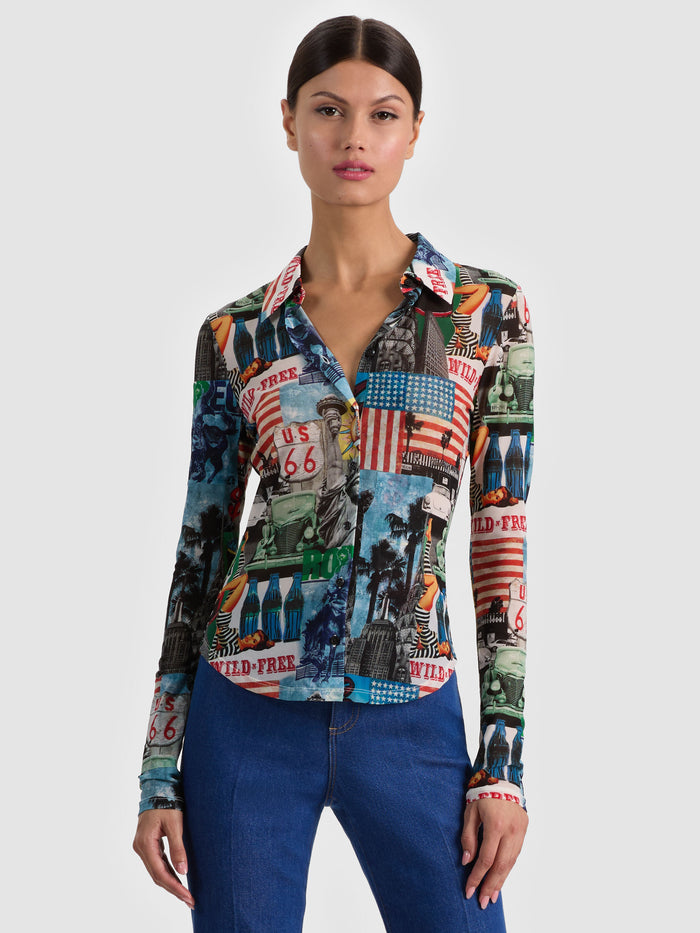 JADE MESH BUTTON DOWN - OPEN ROAD