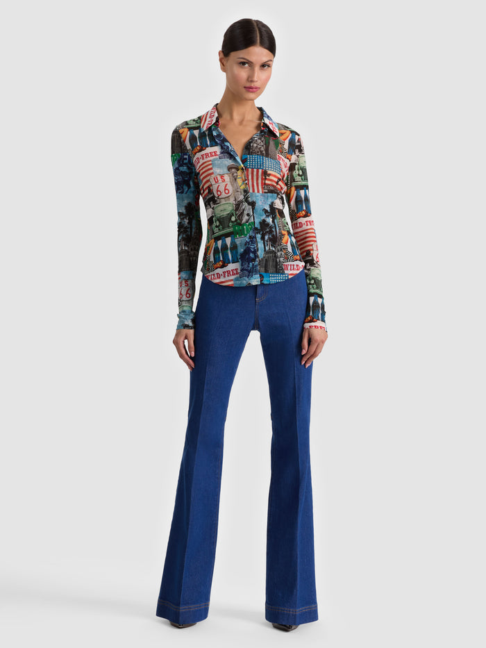 JADE MESH BUTTON DOWN - OPEN ROAD