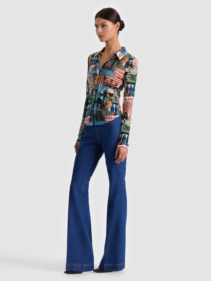 JADE MESH BUTTON DOWN - OPEN ROAD
