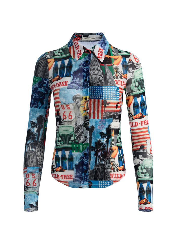 JADE MESH BUTTON DOWN - OPEN ROAD