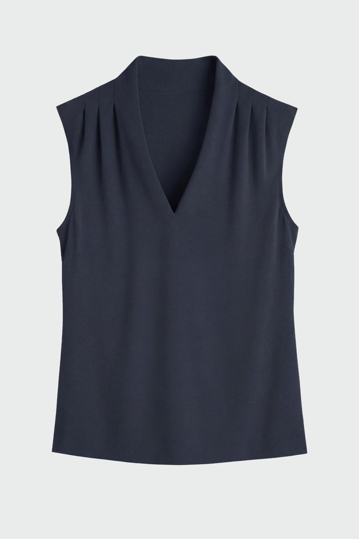 May-Li | Jae V-Neck Sleeveless Blouse in Size Small - Flat