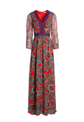 JAIDA DEEP V BLOUSON MAXI - BATIK MEDALLION BT POPPY/MULT