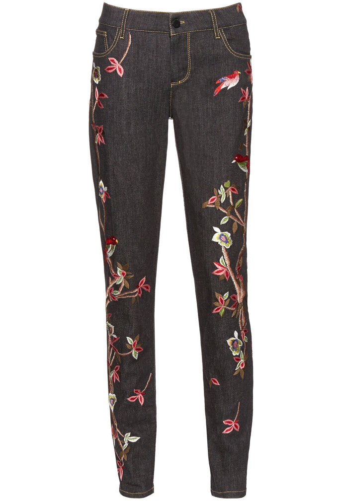 JANE EMBR DSTRSD 5 PKT SKNY JN - WASHED BLACK MULTI