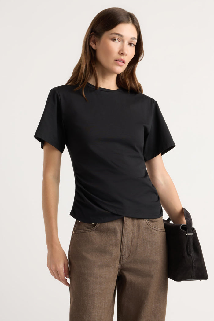 Renée | Janette Front-Wrap Jersey Tee in Size Small