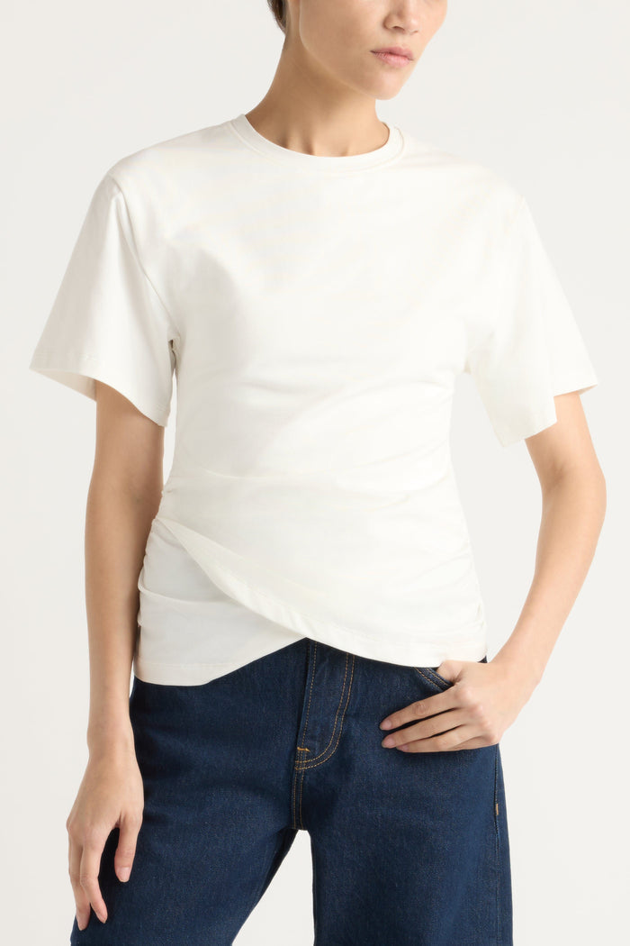 Charlotte | Janette Front-Wrap Jersey Tee in Size Small