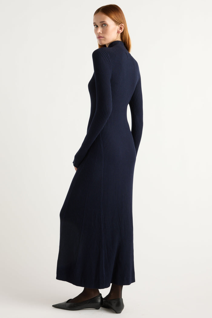 Kelsey | Janne Ribbed Two-Way Zip Sweater Dress in Size Small