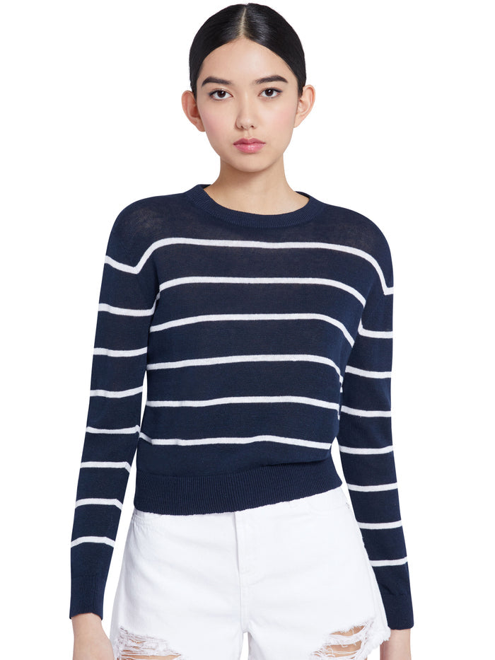 JEANE STRIPED PULLOVER - SAPPHIRE/OPTIC WHT