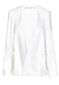 JENICE EMBR SIDE COMBO BLAZER - WHITE