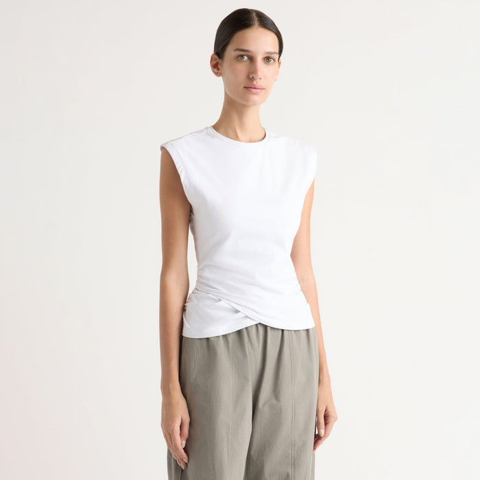 Karolina | Jensen Front-Wrap Jersey Tee in Size Extra Small