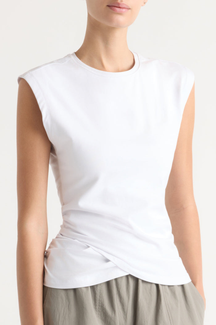 Karolina | Jensen Front-Wrap Jersey Tee in Size Extra Small