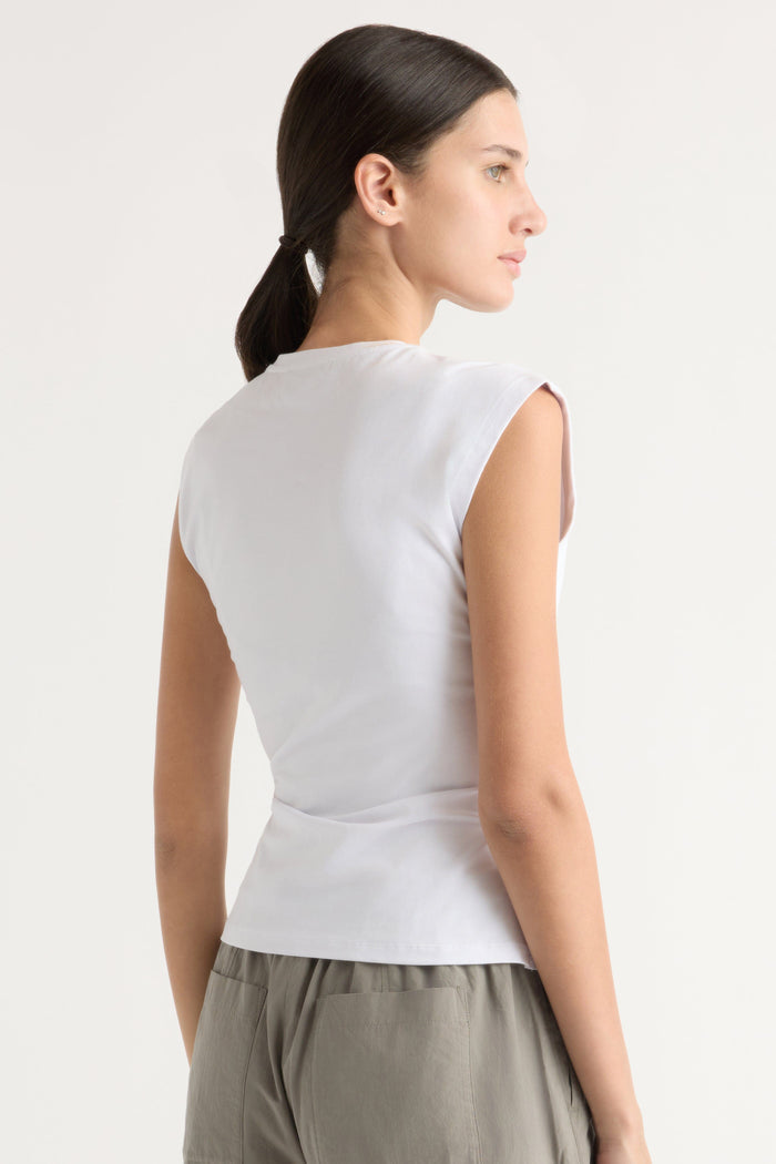 Karolina | Jensen Front-Wrap Jersey Tee in Size Extra Small