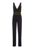 JERI V-NECK JUMPSUIT - BLACK/NEON YELLOW