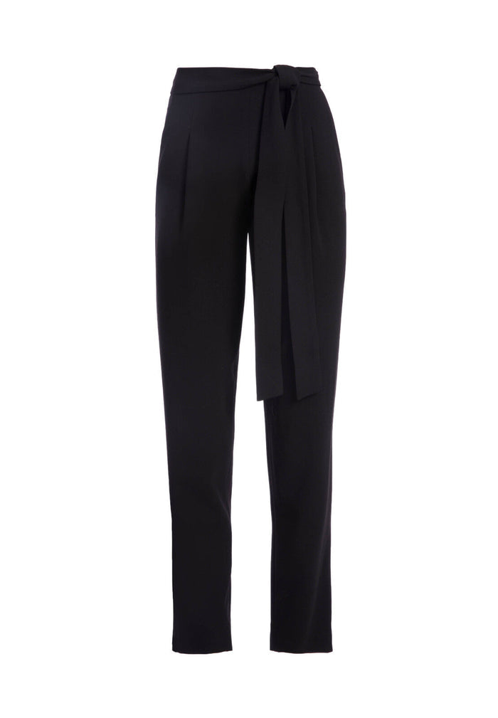 JESSIE PULL UP SLIM PNT W BELT - BLACK