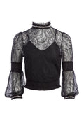 JEWEL CRYSTAL LACE BLOUSE - BLACK