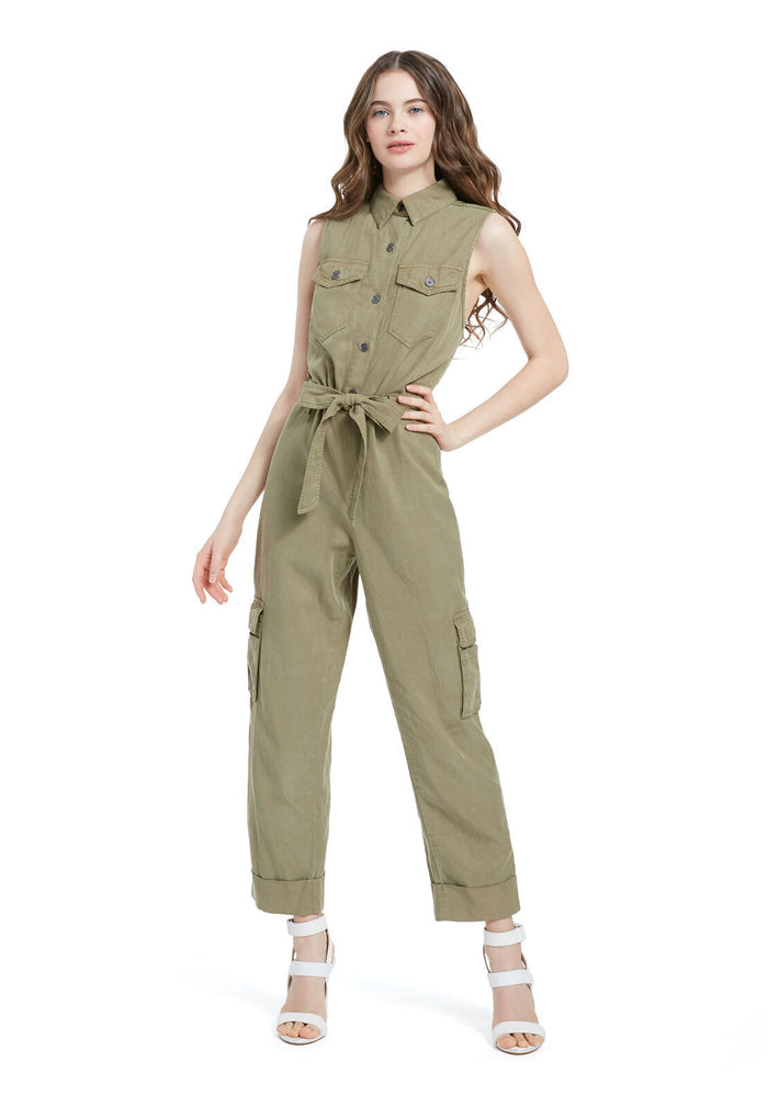 JOEL SLVLSS CARGO JUMPSUIT - ARMY