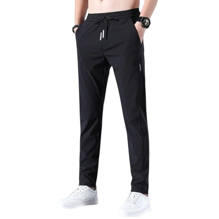 Jogger Trousers Men Slim Tapered Breathable Elastic Drawstring Waist