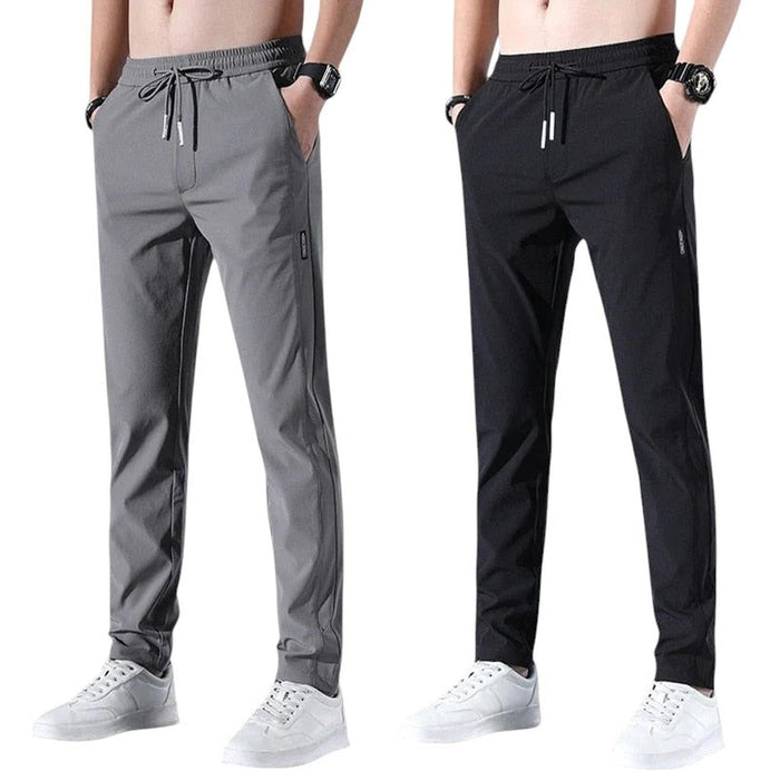 Jogger Trousers Men Slim Tapered Breathable Elastic Drawstring Waist