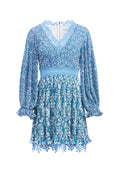 JONNA PLEATED DEEP V MINI DRS - HEPATICA SFT WHT/CRNFLWR
