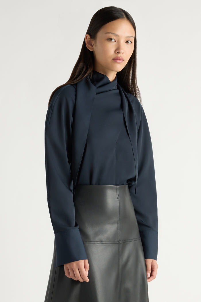 May-Li | Josephine Scarf-Neck Blouse in Size Small