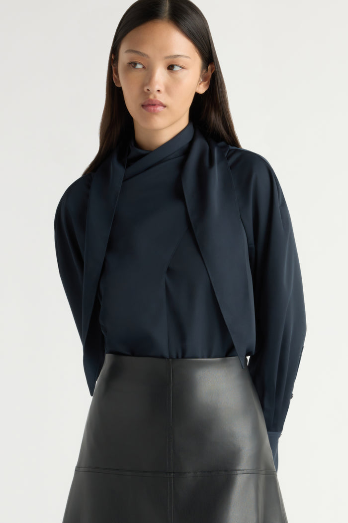 May-Li | Josephine Scarf-Neck Blouse in Size Small
