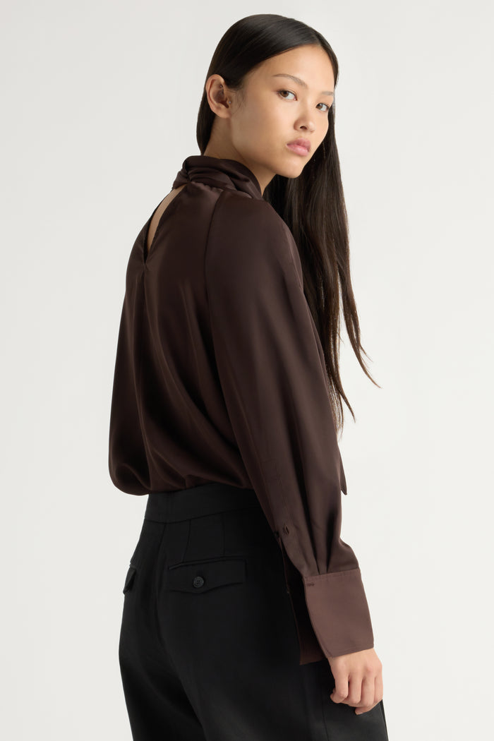 May-Li | Josephine Scarf-Neck Blouse in Size Small