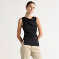 Karolina | Josie Shirred-Side Cowl-Neck Tee in Size Extra Small