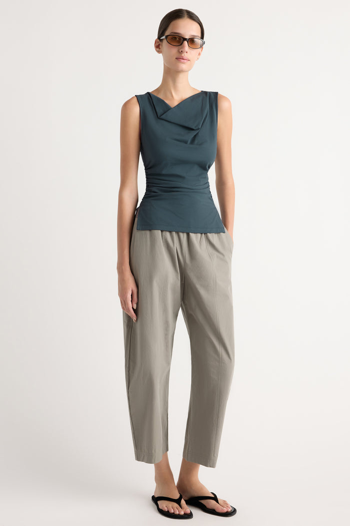 Karolina | Josie Shirred-Side Cowl-Neck Tee in Size Extra Small