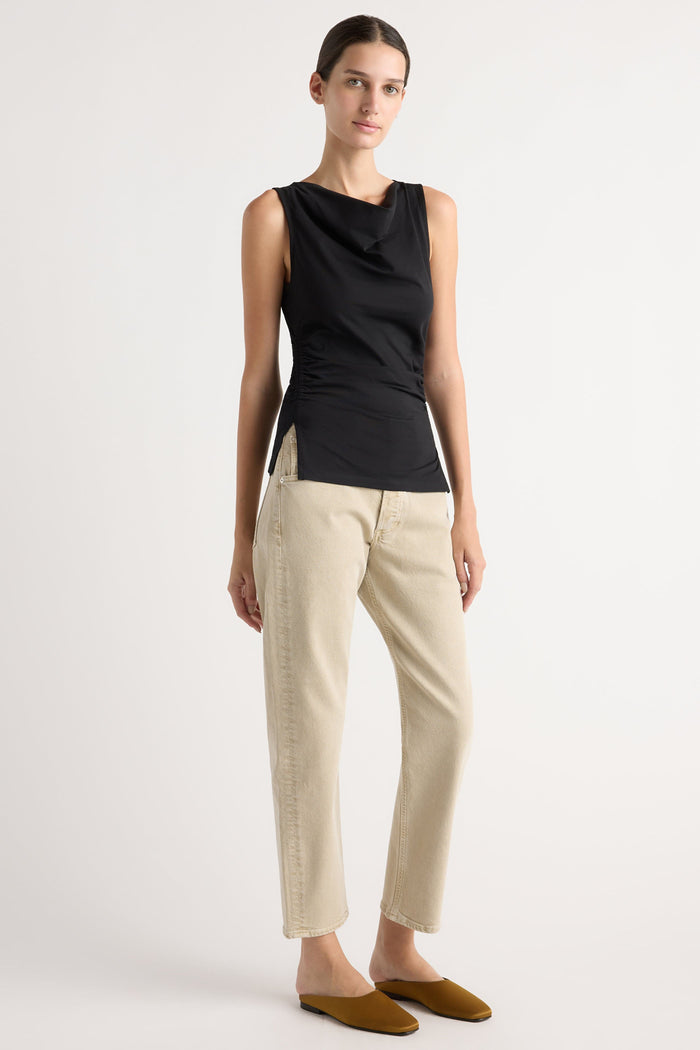 Karolina | Josie Shirred-Side Cowl-Neck Tee in Size Extra Small