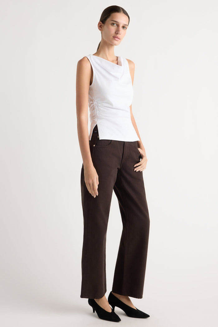 Karolina | Josie Shirred-Side Cowl-Neck Tee in Size Extra Small
