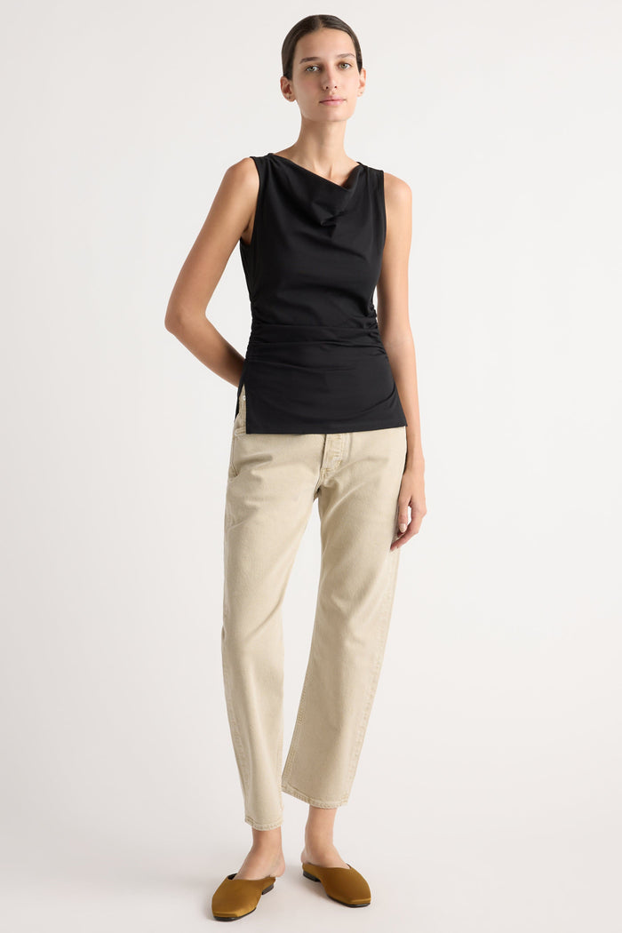 Karolina | Josie Shirred-Side Cowl-Neck Tee in Size Extra Small