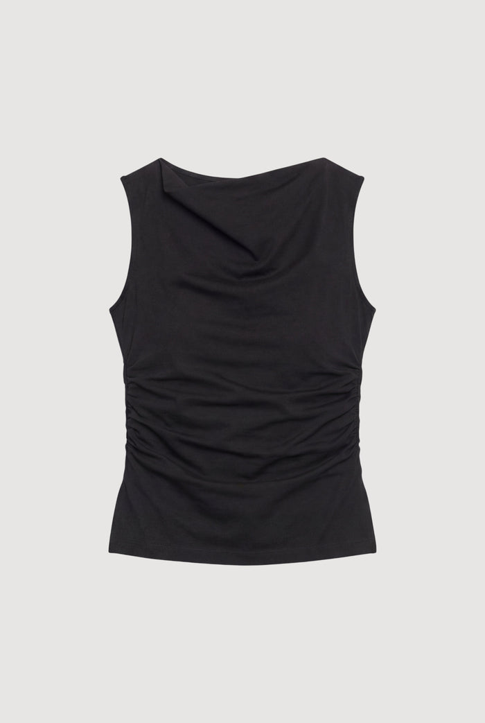 Karolina | Josie Shirred-Side Cowl-Neck Tee in Size Extra Small - Flat