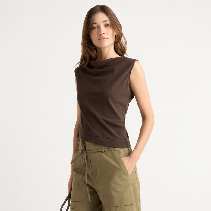 Joss Cotton-Linen Draped Tee