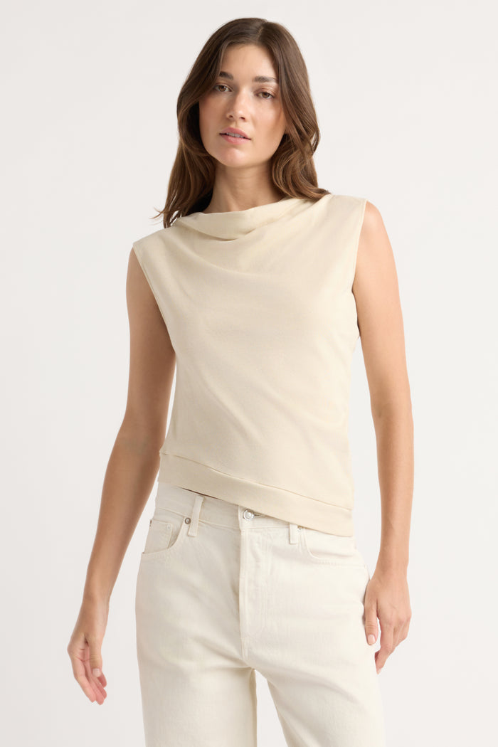 Renée | Joss Cotton-Linen Draped Tee in Size Small