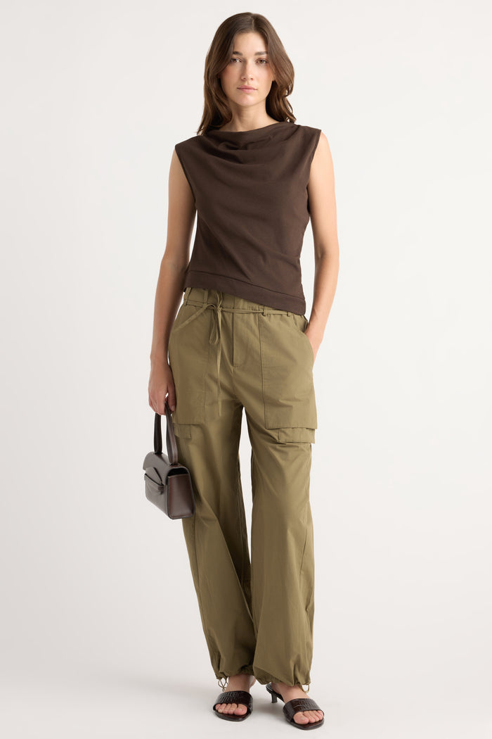 Renée | Joss Cotton-Linen Draped Tee in Size Small