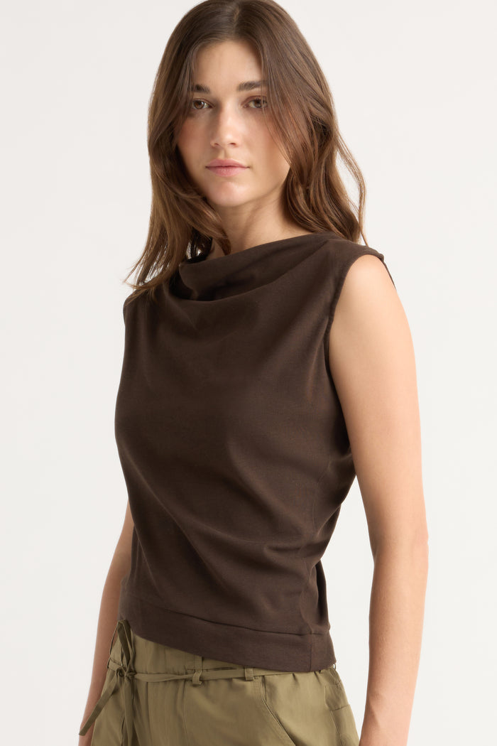 Renée | Joss Cotton-Linen Draped Tee in Size Small