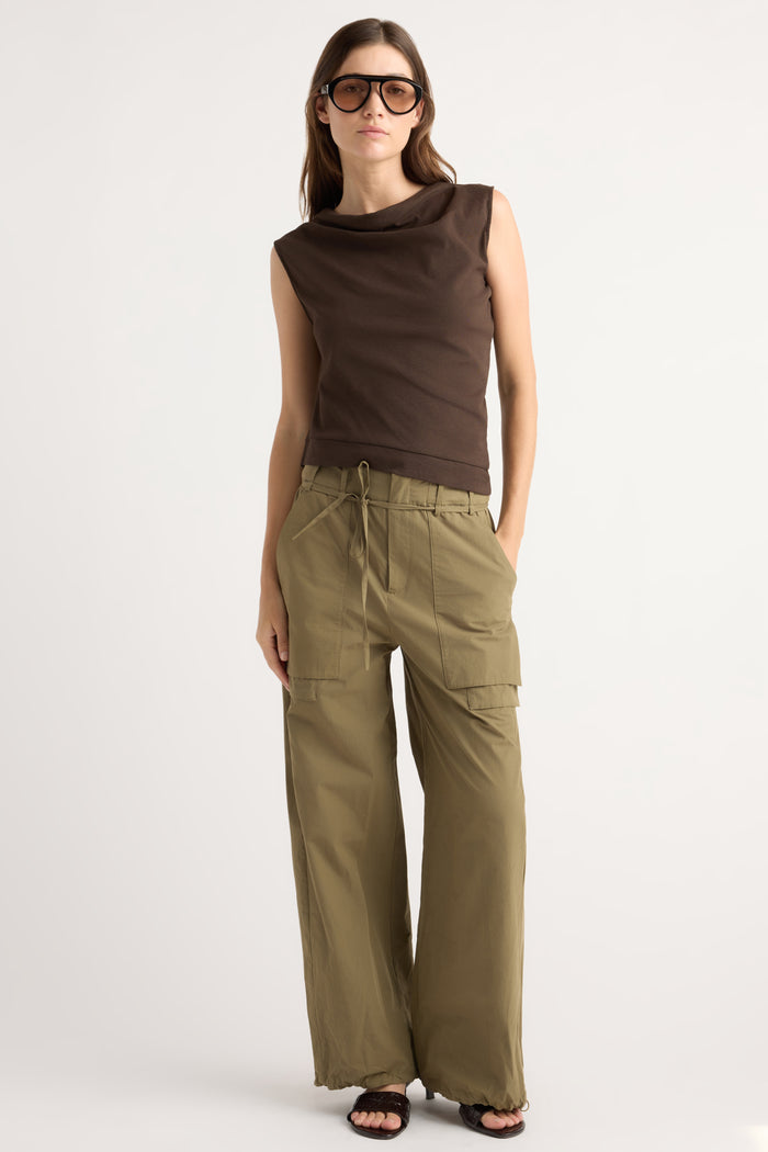 Renée | Joss Cotton-Linen Draped Tee in Size Small
