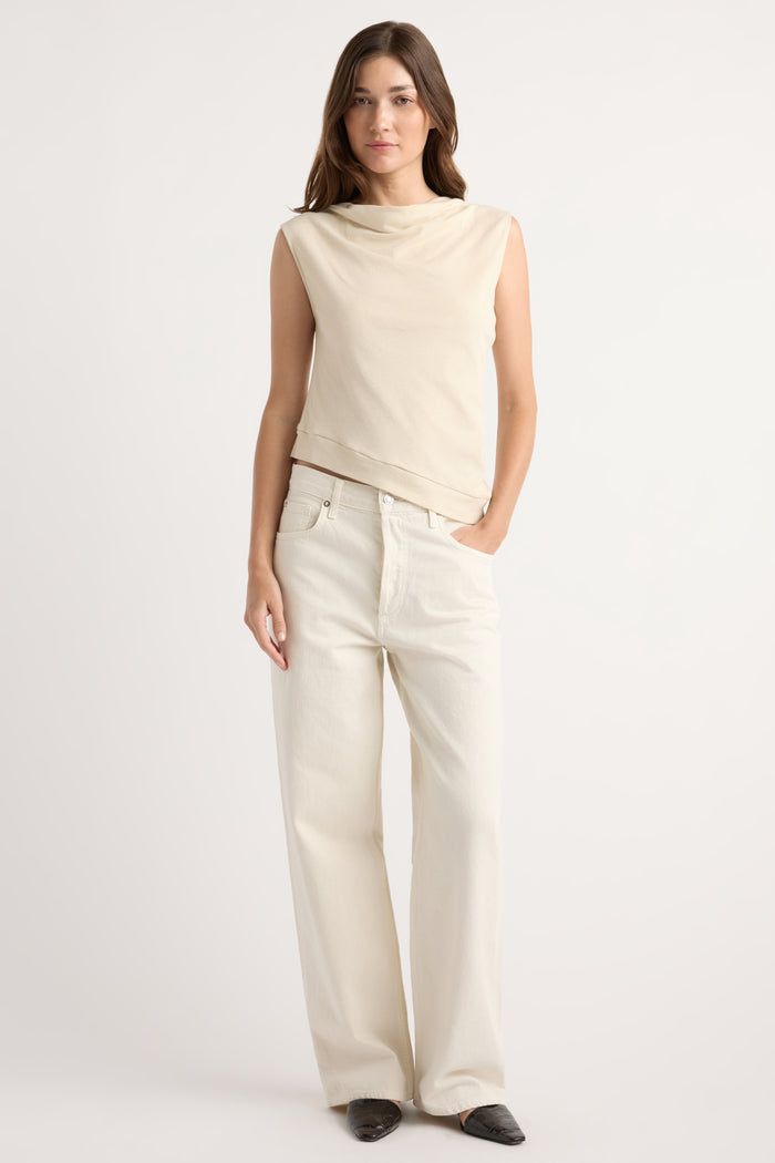 Renée | Joss Cotton-Linen Draped Tee in Size Small