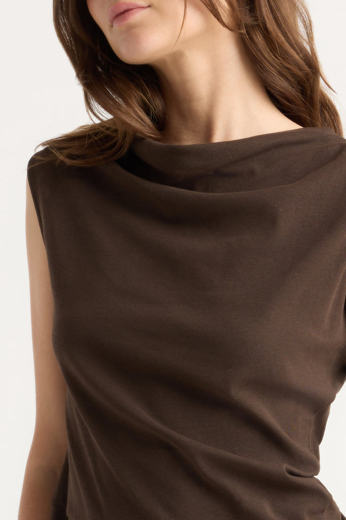 Renée | Joss Cotton-Linen Draped Tee in Size Small