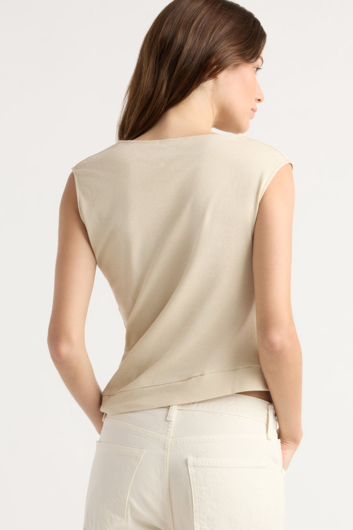 Renée | Joss Cotton-Linen Draped Tee in Size Small