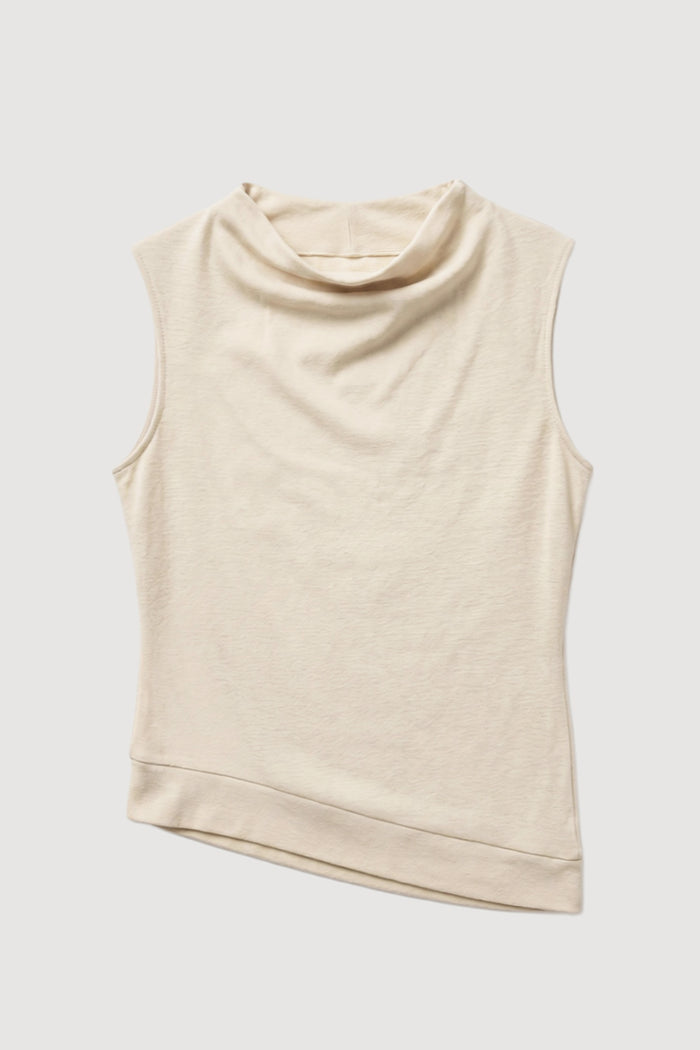 Renée | Joss Cotton-Linen Draped Tee in Size Small - Flat