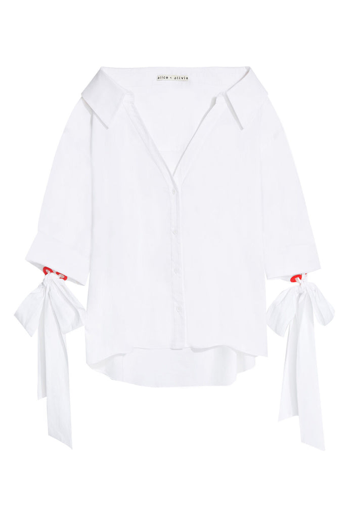 JUDITH TIE FRENCH CUFF BTN DWN - WHITE