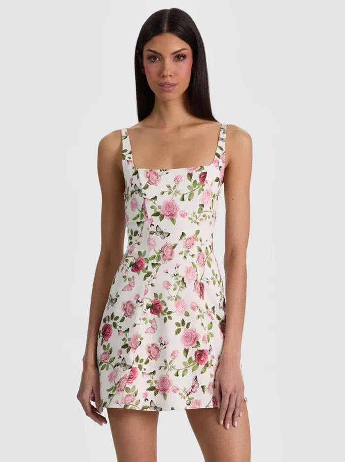 JULIA MINI DRESS - GARDEN GOSSIP OFF WHITE