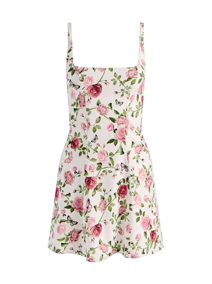 JULIA MINI DRESS - GARDEN GOSSIP OFF WHITE