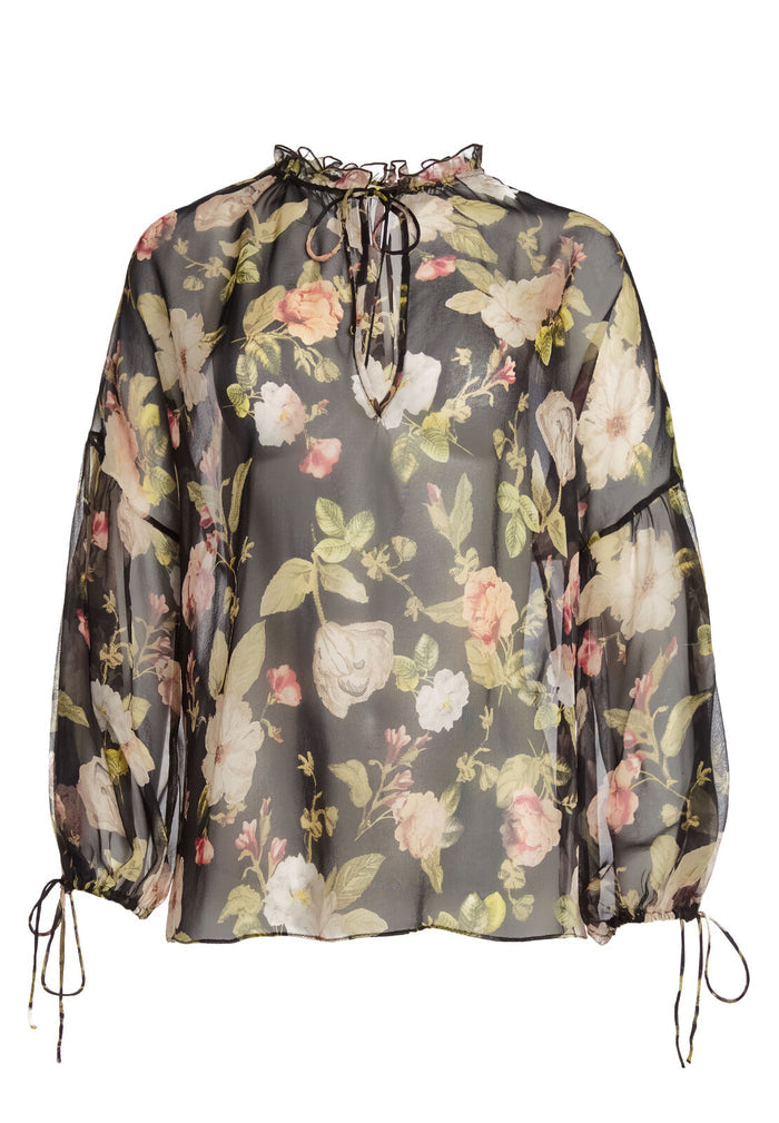 JULIUS BLOUSON SLV TUNIC TOP - HAZY FLORAL BLACK