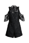 JUNIE COLD SHLDR RUFFLE ROMPER - BLACK